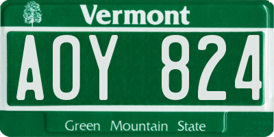 VT license plate AOY824