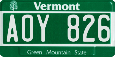 VT license plate AOY826