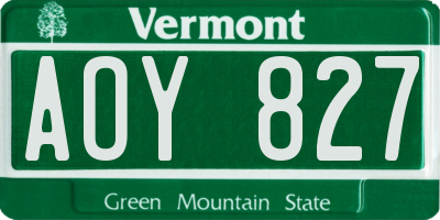 VT license plate AOY827