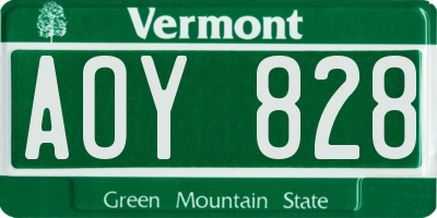 VT license plate AOY828