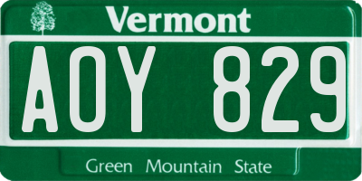 VT license plate AOY829