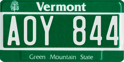 VT license plate AOY844
