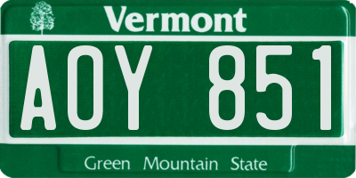 VT license plate AOY851