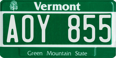 VT license plate AOY855