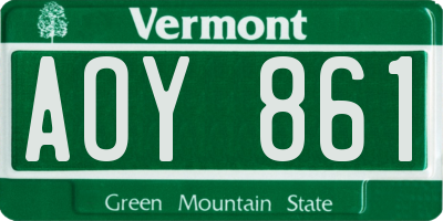 VT license plate AOY861
