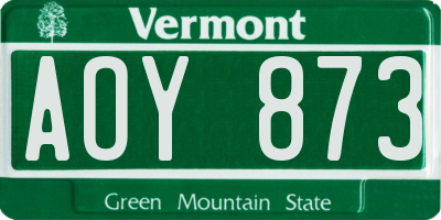 VT license plate AOY873