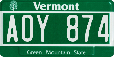 VT license plate AOY874