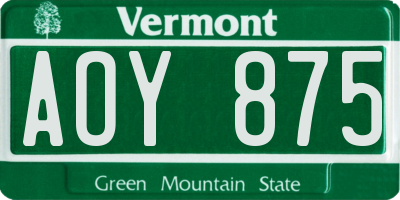 VT license plate AOY875