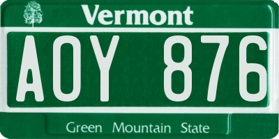 VT license plate AOY876
