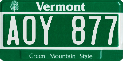 VT license plate AOY877