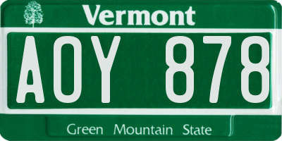 VT license plate AOY878