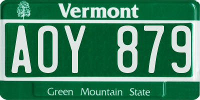 VT license plate AOY879