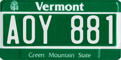 VT license plate AOY881