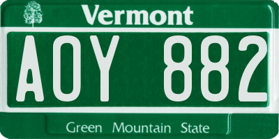 VT license plate AOY882