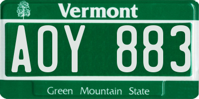 VT license plate AOY883