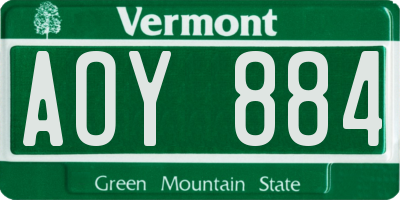 VT license plate AOY884