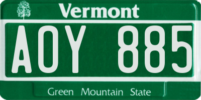 VT license plate AOY885
