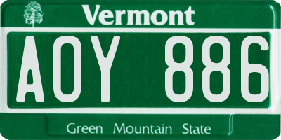 VT license plate AOY886