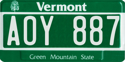 VT license plate AOY887