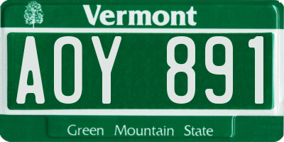 VT license plate AOY891