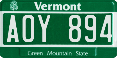 VT license plate AOY894