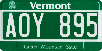 VT license plate AOY895