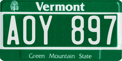 VT license plate AOY897