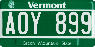 VT license plate AOY899