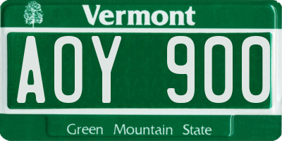 VT license plate AOY900