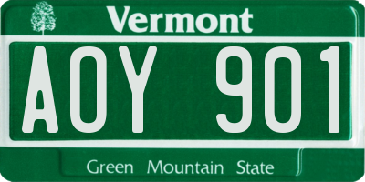VT license plate AOY901