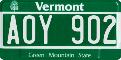 VT license plate AOY902