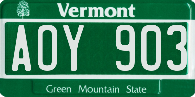 VT license plate AOY903