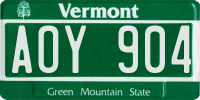 VT license plate AOY904
