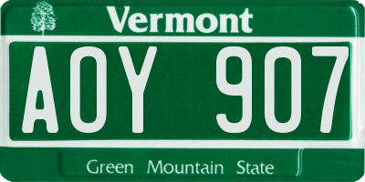 VT license plate AOY907