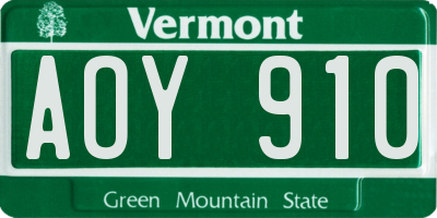 VT license plate AOY910