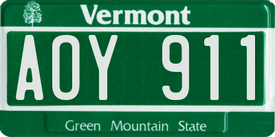 VT license plate AOY911