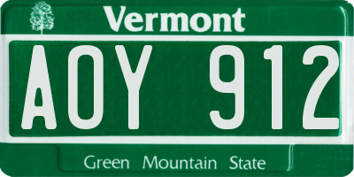 VT license plate AOY912