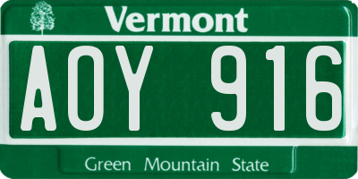 VT license plate AOY916
