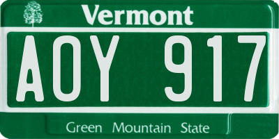 VT license plate AOY917