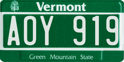 VT license plate AOY919