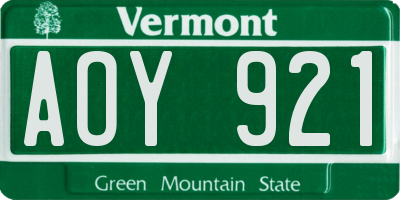 VT license plate AOY921
