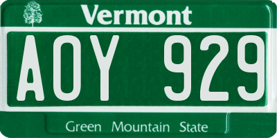 VT license plate AOY929