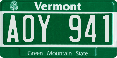 VT license plate AOY941