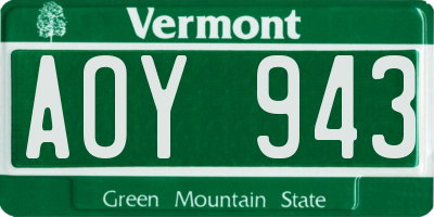 VT license plate AOY943