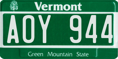 VT license plate AOY944
