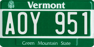 VT license plate AOY951