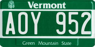 VT license plate AOY952