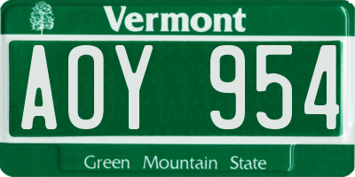 VT license plate AOY954