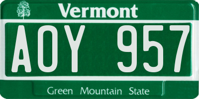 VT license plate AOY957