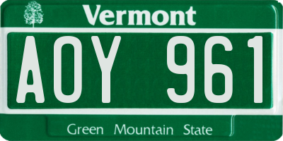 VT license plate AOY961